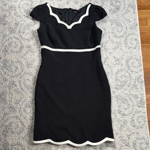 Tahari Black Dress with White Accents